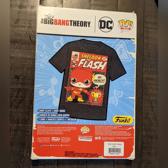 NWT Funko Pop Sheldon The Flash Grey Shirt Size Large - Picture 1 of 3